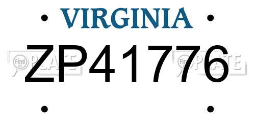 ZP41776 Virginia License Plate