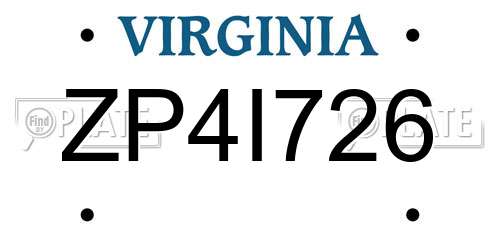 ZP4I726 Virginia License Plate