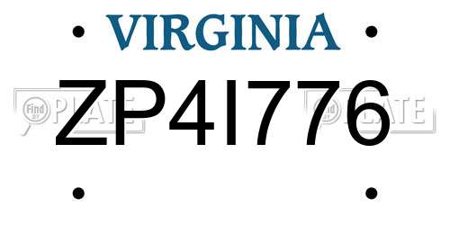ZP4I776 Virginia License Plate