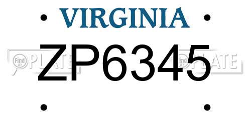 ZP6345 Virginia License Plate