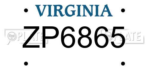ZP6865 Virginia License Plate
