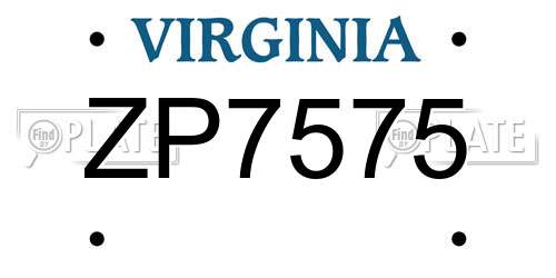 ZP7575 Virginia License Plate