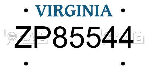 ZP85544 Virginia License Plate