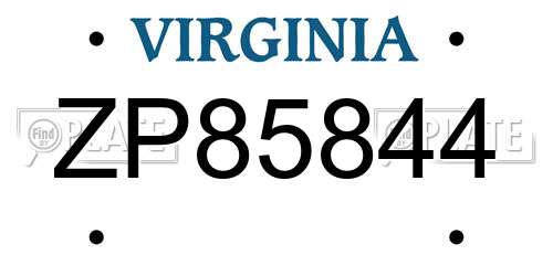 ZP85844 Virginia License Plate