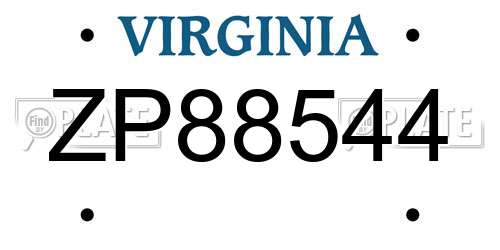 ZP88544 Virginia License Plate