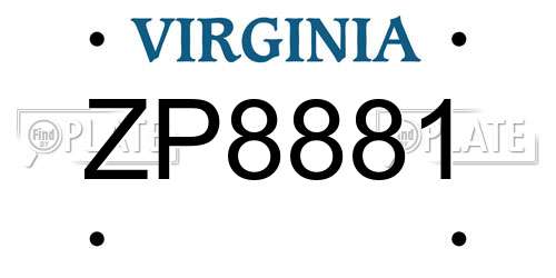 ZP8881 Virginia License Plate