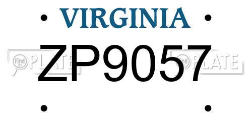 ZP9057 Virginia License Plate
