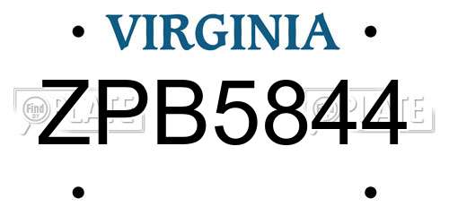ZPB5844 Virginia License Plate