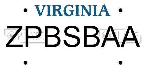 ZPBSBAA Virginia License Plate