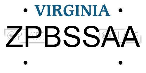 ZPBSSAA Virginia License Plate