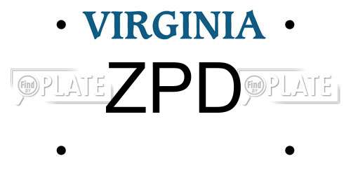ZPD Virginia License Plate