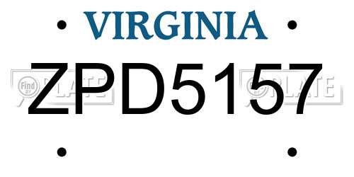 ZPD5157 Virginia License Plate