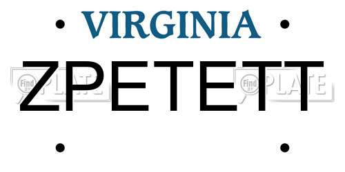 ZPETETT Virginia License Plate