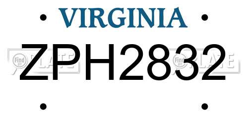 ZPH2832 Virginia License Plate