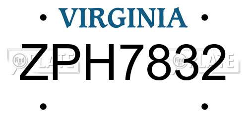ZPH7832 Virginia License Plate