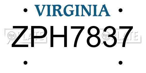 ZPH7837 Virginia License Plate