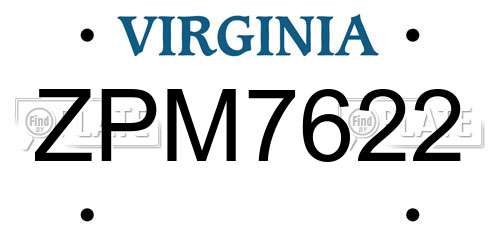 ZPM7622 Virginia License Plate