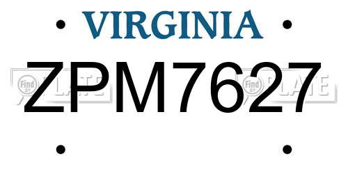 ZPM7627 Virginia License Plate