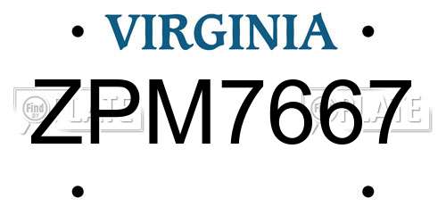 ZPM7667 Virginia License Plate