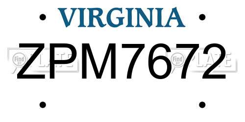 ZPM7672 Virginia License Plate