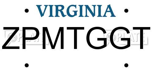 ZPMTGGT Virginia License Plate