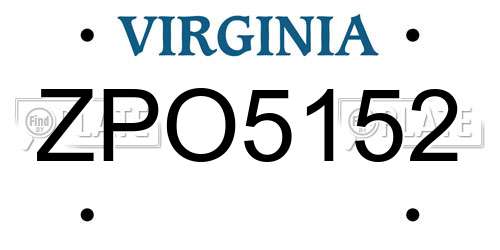 ZPO5152 Virginia License Plate