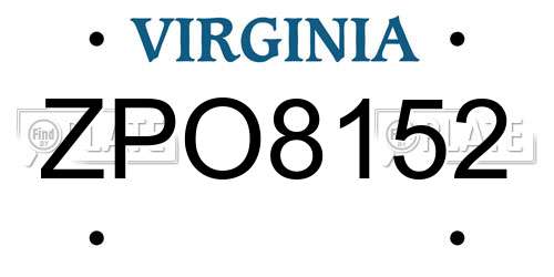 ZPO8152 Virginia License Plate