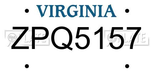 ZPQ5157 Virginia License Plate