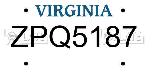 ZPQ5187 Virginia License Plate