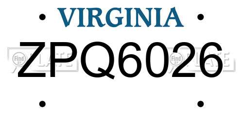 ZPQ6026 Virginia License Plate