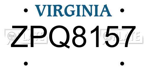 ZPQ8157 Virginia License Plate