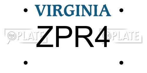 ZPR4 Virginia License Plate
