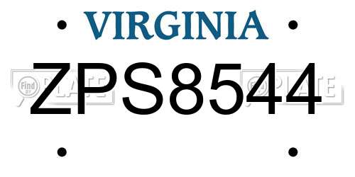 ZPS8544 Virginia License Plate