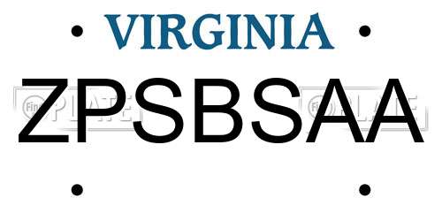 ZPSBSAA Virginia License Plate