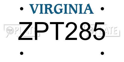ZPT285 Virginia License Plate