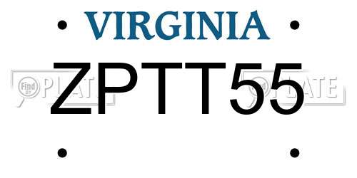 ZPTT55 Virginia License Plate