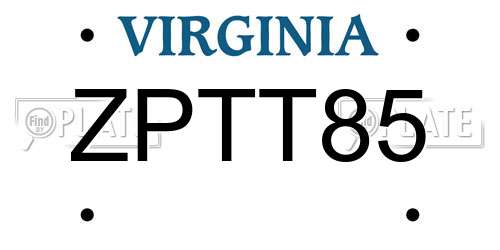 ZPTT85 Virginia License Plate