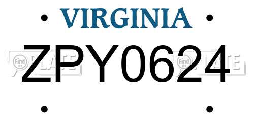 ZPY0624 Virginia License Plate