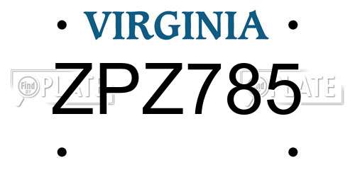 ZPZ785 Virginia License Plate