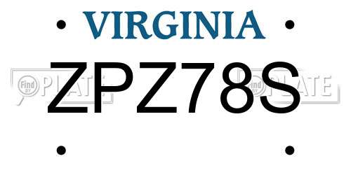 ZPZ78S Virginia License Plate