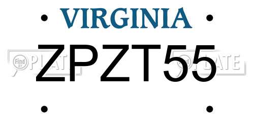 ZPZT55 Virginia License Plate