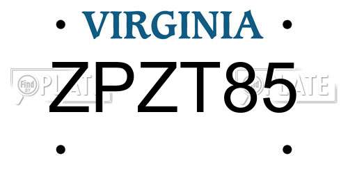 ZPZT85 Virginia License Plate