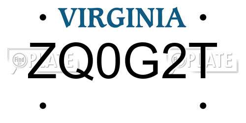 ZQ0G2T Virginia License Plate