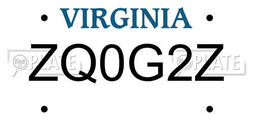ZQ0G2Z Virginia License Plate