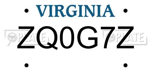 ZQ0G7Z Virginia License Plate