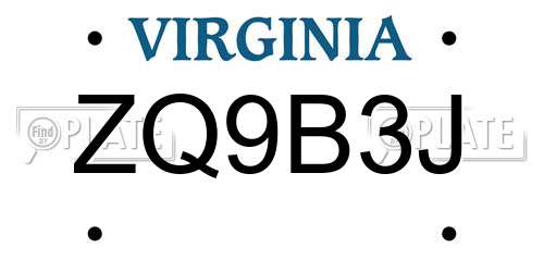 ZQ9B3J Virginia License Plate