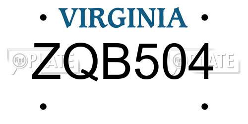 ZQB504 Virginia License Plate