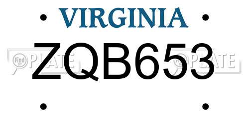 ZQB653 Virginia License Plate