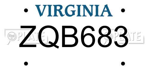 ZQB683 Virginia License Plate