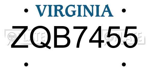 ZQB7455 Virginia License Plate